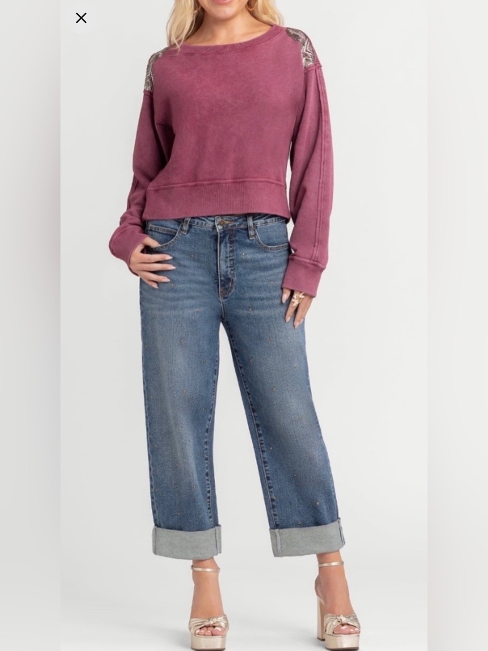 Jessica Simpson Zinnia Wide Leg Boyfriend Jeans